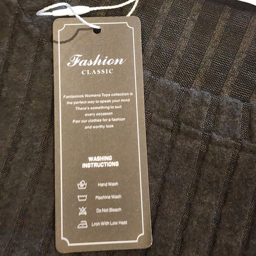 Fantaslook Womens Black Ribbed Knit Long Sleeve Crew Neck Top 2XL NWT - Picture 3 of 7